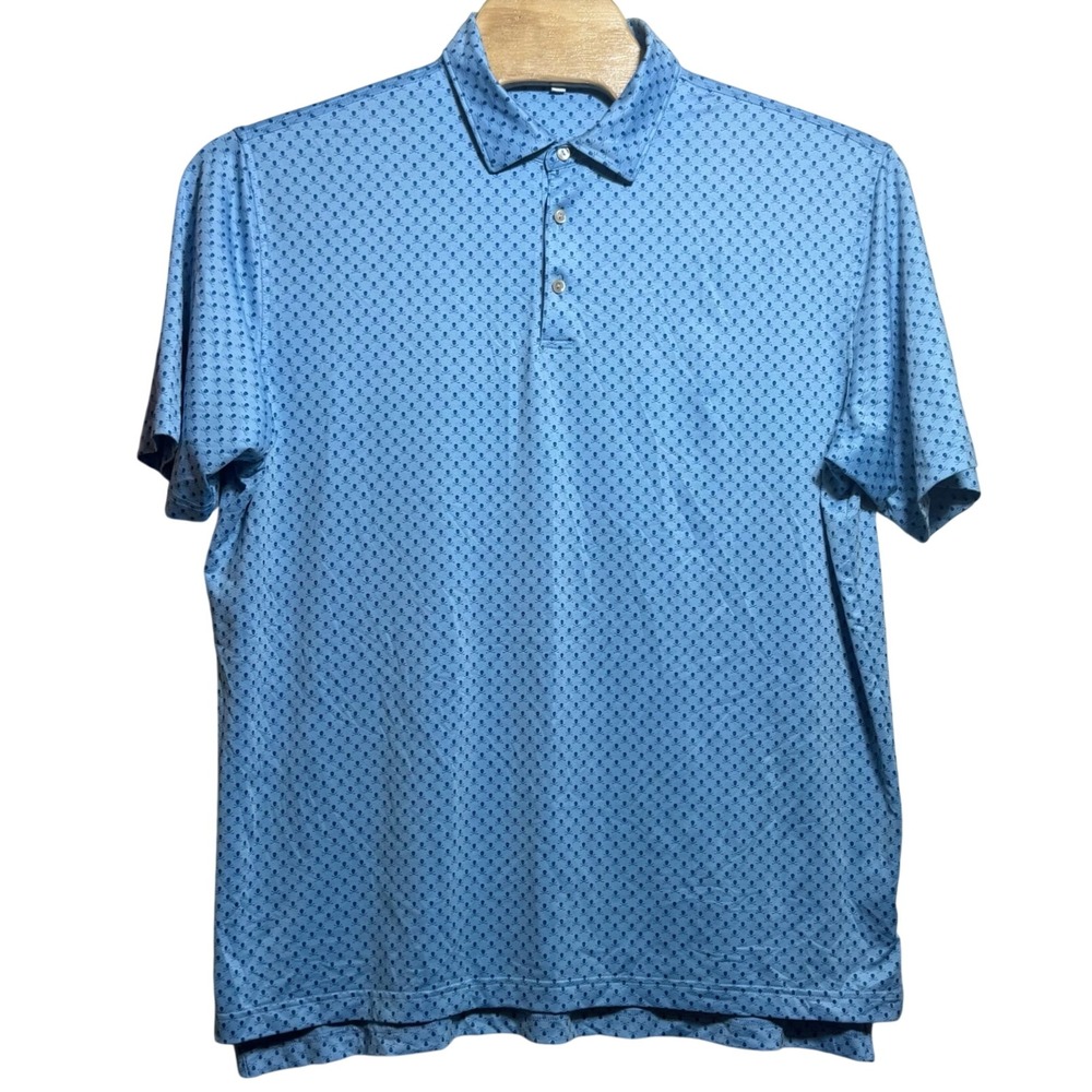 Peter Millar Summer Comfort Polo Shirt XL Blue Skull Crossbones Golf MS19EK08S